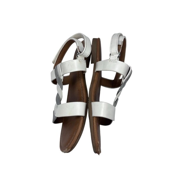 Girls Silver & White Braided Strap Sandals Size 12 Synthetic Material Adjustable - Picture 5 of 7